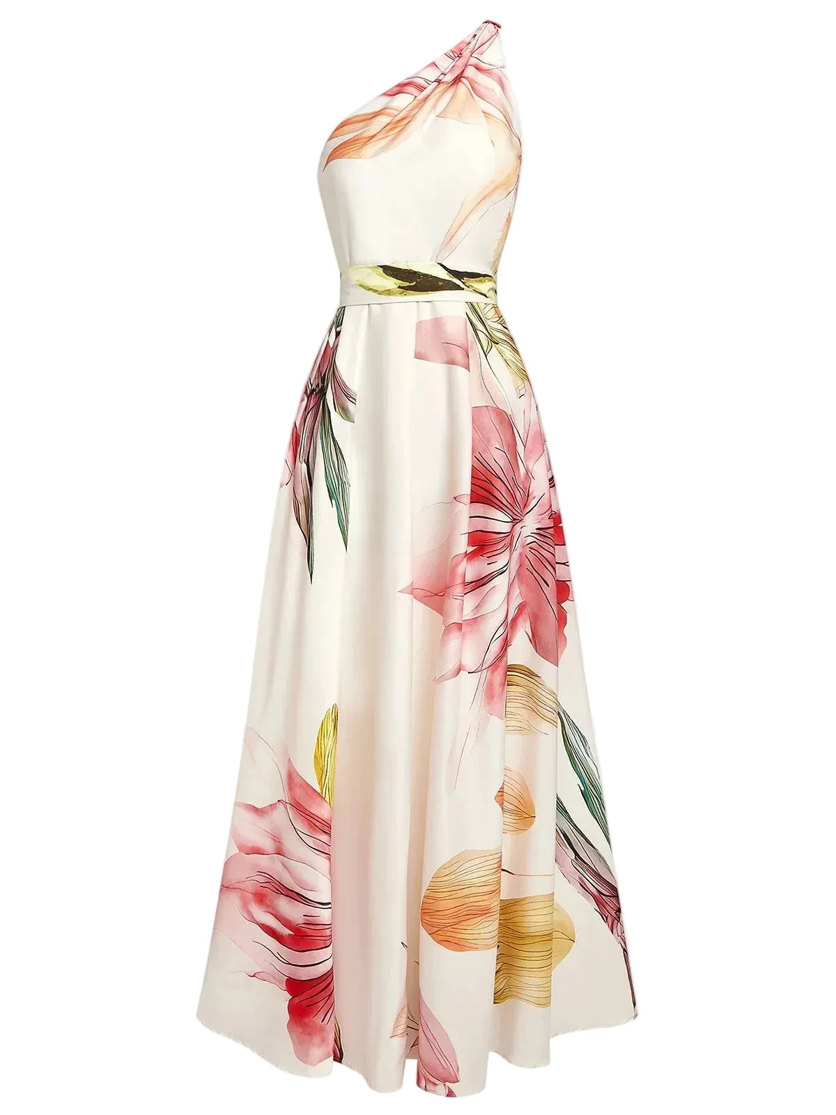 🍒Party vacation dress maxi floral fashion printed long outfit catwalk sleeveless party backless european and american occasion clothing Floor Them With A Floor Floral