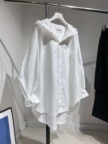 🍒Fashion tops oversized hooded blouse white long sleeve clothes for women shirt jacket casual wear fashion basic light weight jacket