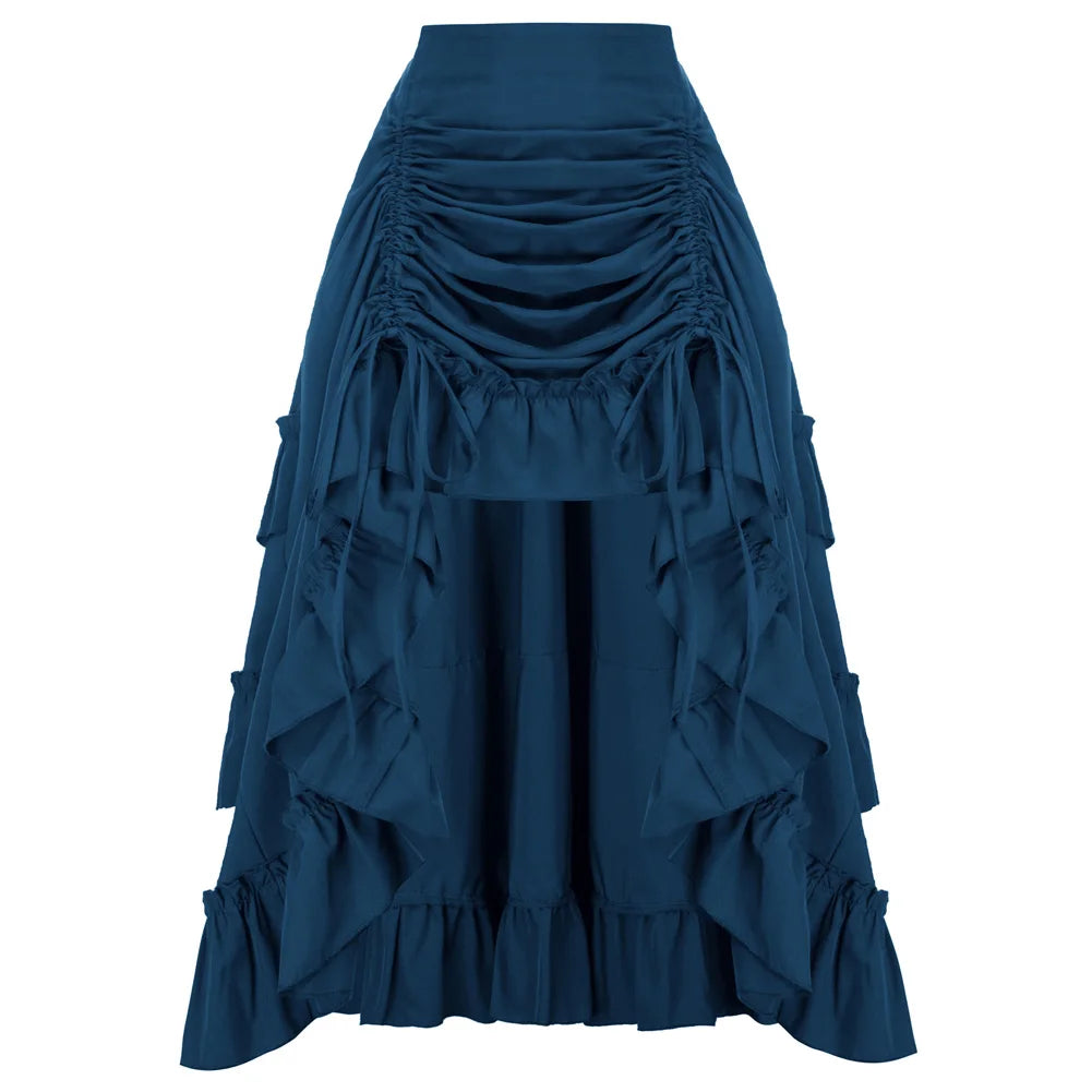 🍒Women vintage renaissance skirt ruffle elastic waist irregular fashion midi outfit occasion party wear Turn Around Your wardrobe with renaissance Style