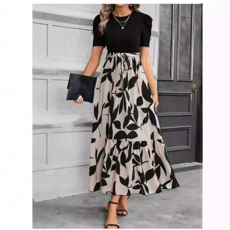 🍒Women's dresses spring and summer floral fashion Printed outfits elegant holiday wear smart casual clothes