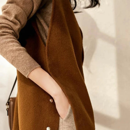 🍒Knit waistcoat for women long sleeveless jacket vest solid outerwear fashion outdoor clothing spring autumn wear