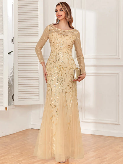 🍒Sequin maxi cocktail dress long bridesmaid prom outfit for special occasion party club bodycon vintage style clothing You'll Fish This Mermaid Out Time &Time