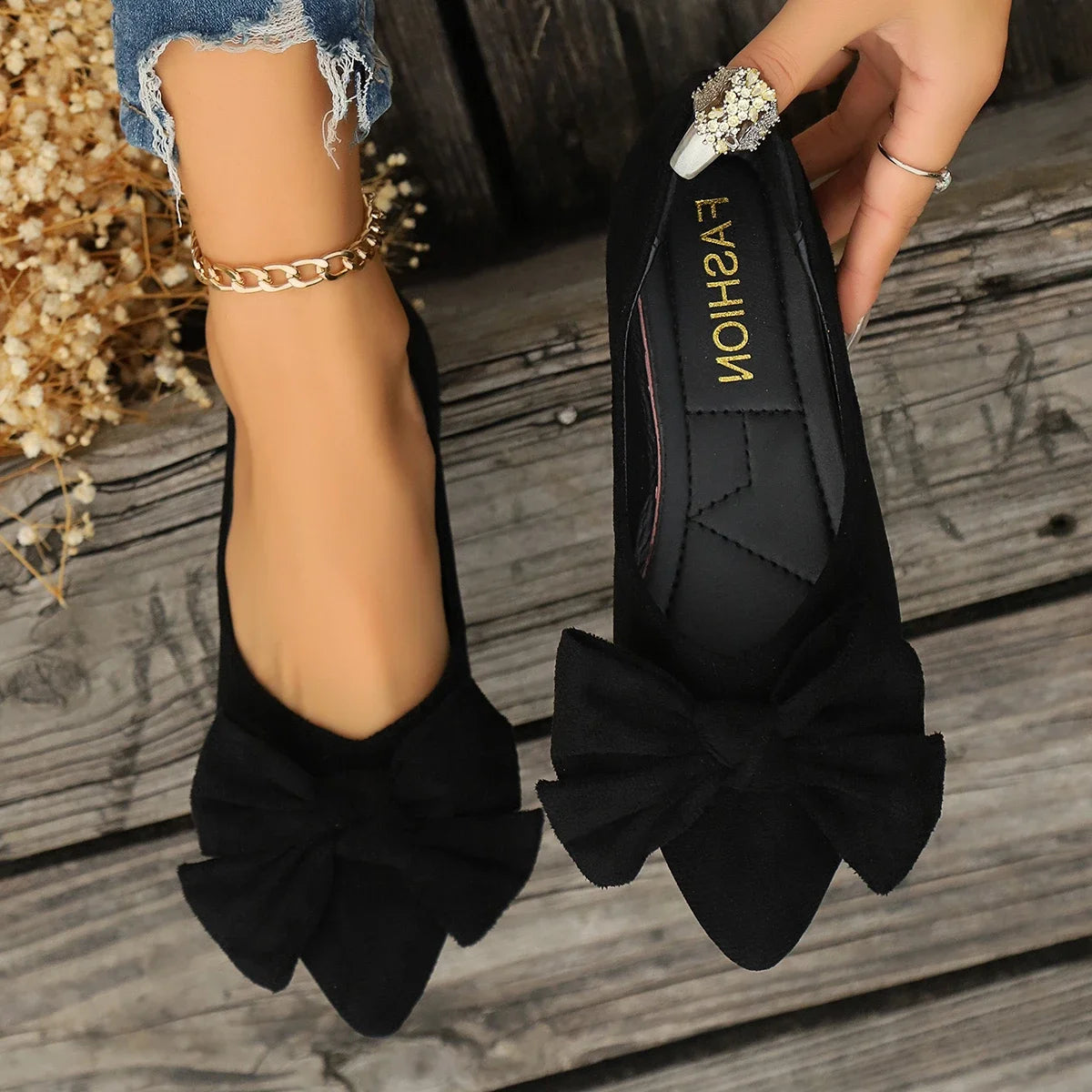 🍒Bow shoes flat fashion footwear comfortable and versatile genuine suede women's shoes smart casual simple wear-resistant flat occasion footwear for partes bottom bow outdoor slippers Walk BOW-ldly In Your Bows