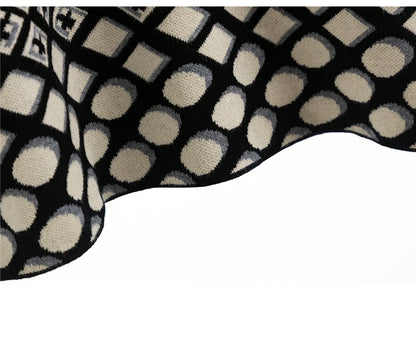 🍒Vintage knitted dress long sleeve mini o-neck autumn/winter Jacquard a-line outfits slim fit smart casual womens clothing breathable viscose Value Vintage