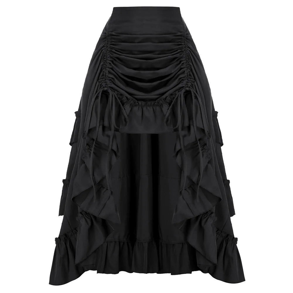 🍒Women vintage renaissance skirt ruffle elastic waist irregular fashion midi outfit occasion party wear Turn Around Your wardrobe with renaissance Style