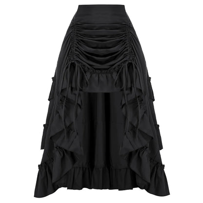🍒Women vintage renaissance skirt ruffle elastic waist irregular fashion midi outfit occasion party wear Turn Around Your wardrobe with renaissance Style