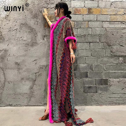 🍒Cardigan coat women winter wear tassel knitted coat winter womenpartywear coat maxi fashions cold weather clothes party coat thick warm free size female kaftan Warm Up To Pink