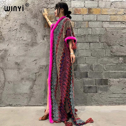 🍒Cardigan coat women winter wear tassel knitted coat winter womenpartywear coat maxi fashions cold weather clothes party coat thick warm free size female kaftan Warm Up To Pink