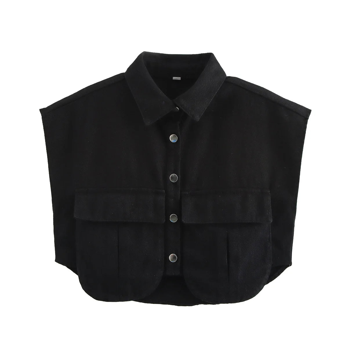 🍒Women's summer cropped shirt sleeveless blouse top ladies elegant with large pockets vintage style chic casual solid summer clothing high end cardigan denim top Pocket This Crop