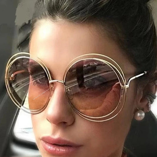 🍒Vintage round oversized sunglasses polarized designer sunnies women metal frame sunnies cool retro sunshades uv400 high protection Get Around in Fashion sunnies