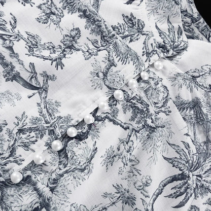 🍒Printed mini dress long sleeve clothes for hot weather o-neck outfit a line flare short china print smart casual female clothes fashion beach party wear holiday wear  Drink Cocktails In Your China