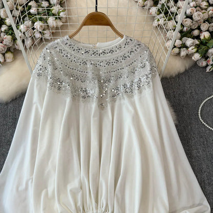 🍒Vintage velvet blouse women's velour shirt sequin  clothing elasticated waist top Loose party occasion wear clothing Voted Velvet Varying Never