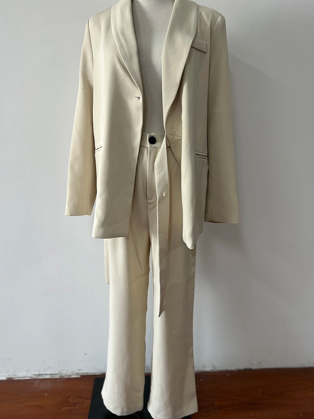 🍒Fashion high end pants suit Professional suit coat and wide leg pants white two piece set women outfits Pick Up This Big Up