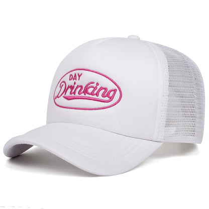🍒Motif baseball hat Fashion  Simple (day drinking) lettering truck hat daily unisex snap back hat leisure sunshade mesh cap