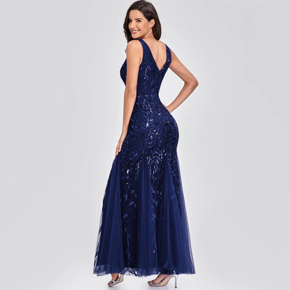 🍒Sequin maxi cocktail dress long bridesmaid prom outfit for special occasion party club bodycon vintage style clothing You'll Fish This Mermaid Out Time &Time