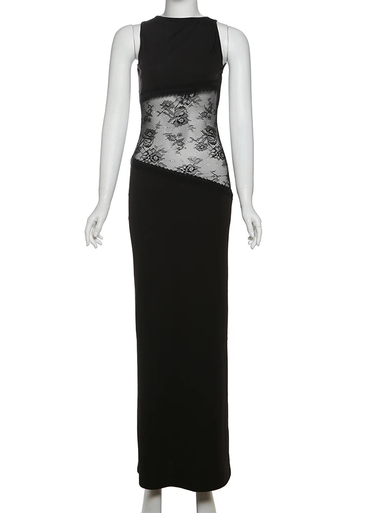 🍒Backless dress mixed media clothing Jacquard mesh outfit women Irregular chic clothes Y2K summer fashion midnight party club wear vacation bodycon ABS- olutely A SHEER Delight
