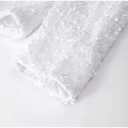 🍒Bow tie sequin dress for women long sleeve shiny mini dress female chic backless evening party dress with back bow crop sequin jacket long sleeve with satin bow front  occasion party wear