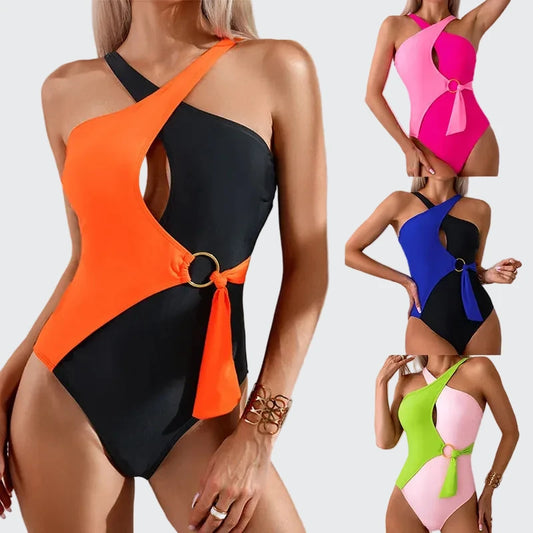 🍒Colour-block one-piece swimsuit casual surfing Suit women colourful swimming costume with chest pads no steel support chic swimwear for ladies Dont Miss This Candy Twiss