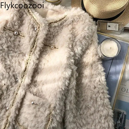 🍒Female lambs wool coat wear casual coats for women autumn winter clothing woollyJacket long sleeve It will be a SHEAR delight to wear this