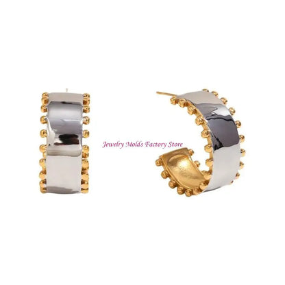 🍒Mix color jewellery round bead edge smooth stainless steel women's earrings stainless steel ring and stainless steel bracelet Set high-end design every day jewellery occasion Jewellery Gift This Gold Will Steel Attention