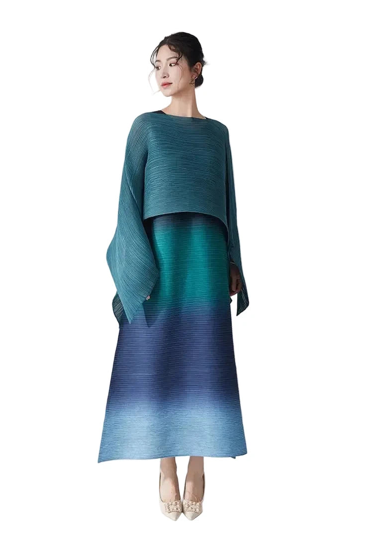 🍒Women's high-end clothing dress sleeveless long loose outfit gradual colour ombre fashion wear sleeveless loose long dress for party occasion wear  Gravitate To Gradual
