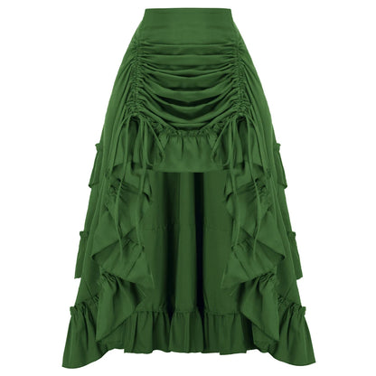 🍒Women vintage renaissance skirt ruffle elastic waist irregular fashion midi outfit occasion party wear Turn Around Your wardrobe with renaissance Style