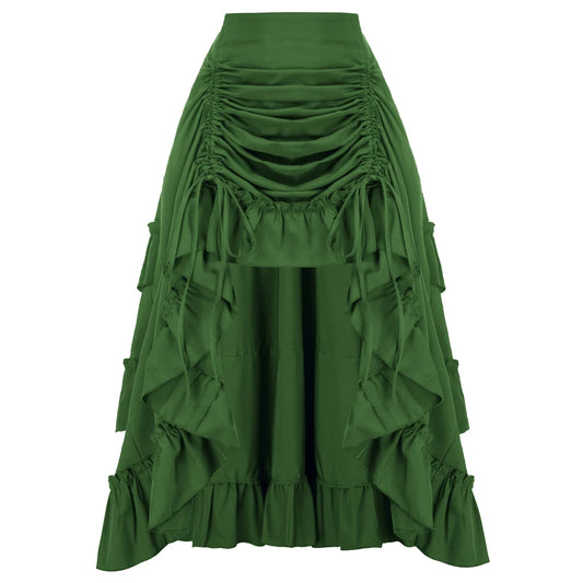 🍒Women vintage renaissance skirt ruffle elastic waist irregular fashion midi outfit occasion party wear Turn Around Your wardrobe with renaissance Style