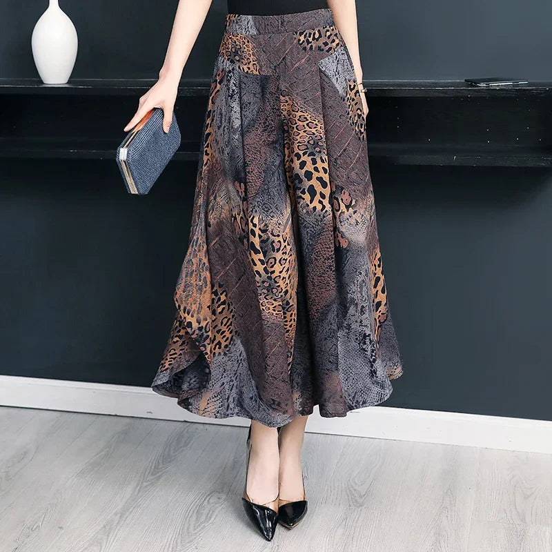 🍒Summer wide leg pants cropped smart casual women high quality loose bohemian skirt pants high waist vintage style trousers multi colour bottoms mid length trousers No Panting In These Summer Light Pants