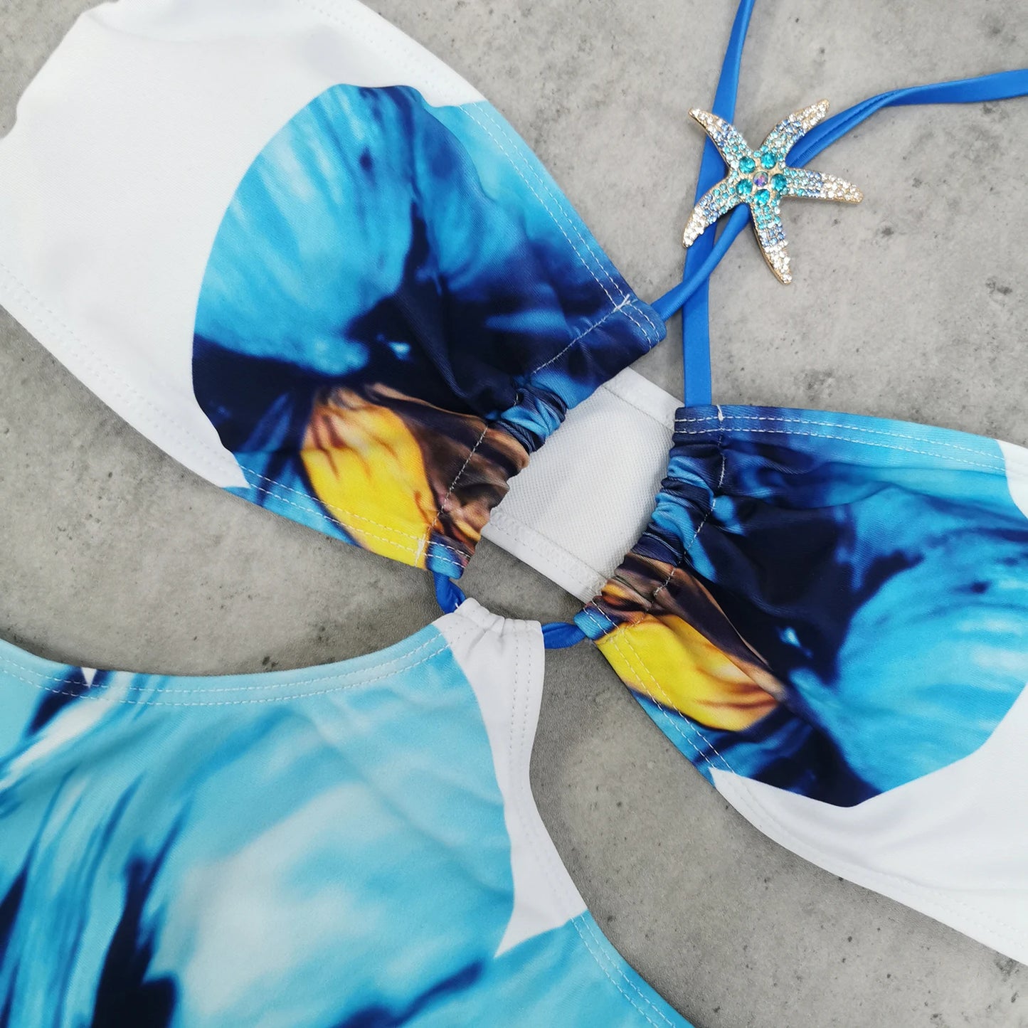 🍒One piece swim suit beach wear with coral and seashell print bikini and sarong set beach wear for women Sea Sure Set