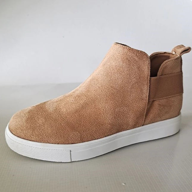 🍒Canvas casual boots spring summer and autumn large size type skate shoes women round toe mid top sneakers casual elastic mouth lazy flat footwear Go On A Leopard Walk