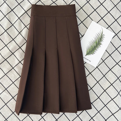 🍒Summer high waist skirt a-line short black plleated midi smart casual clothimg women female fashion wears Get These Box Pleats Boxed