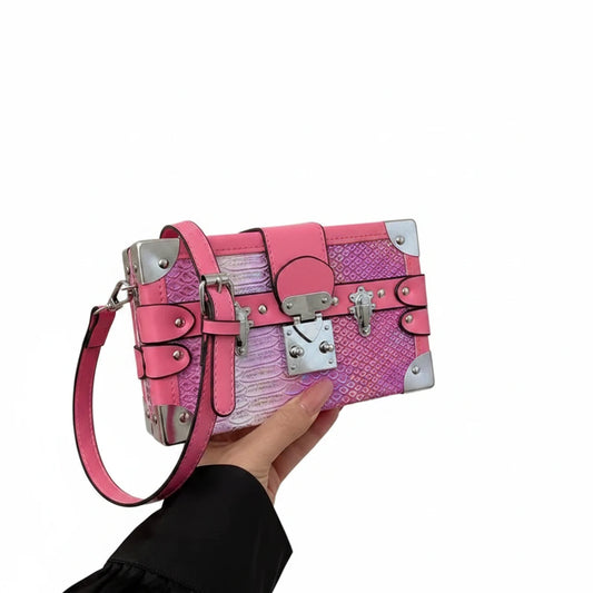 🍒Luxury crossbody designer bag brand high quality genuine leather shoulder box bag for women versatile fashion snake print medium sized bag for occasion or casual Dont Be BOXed into ordinary slide to a SNAKE BAG