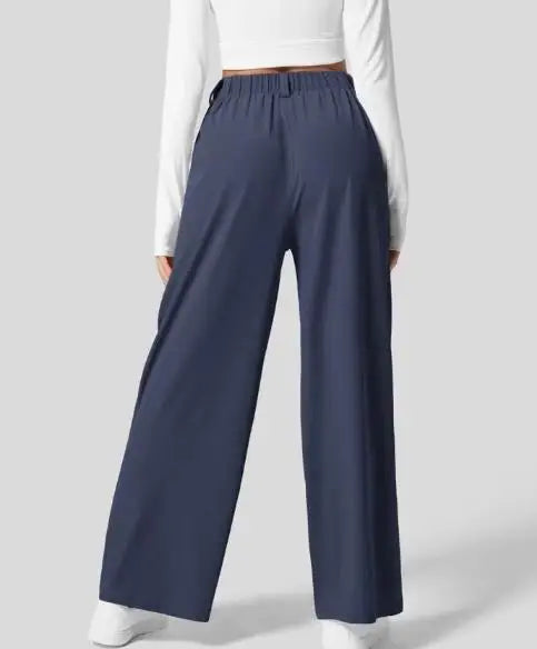 🍒Elegant women straight pants flowy solid colour high waisted trousers wide leg work wear female fashion clothes No Need To Put The Leg Work In To Get These Legs