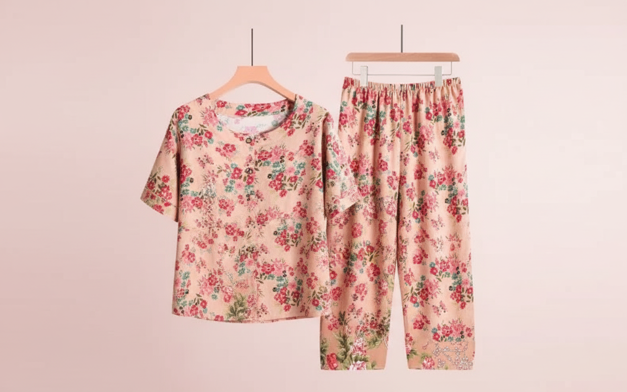 🍒Pants and t-shirt pyjamas set cotton short pants and t-shirt loungewear top and trousers home wear clothing Sleepwear for women 2 piece sleep set TOP up your PANTS and TEE and you will be SET