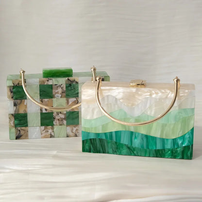 🍒Acrylic luxury handbag trendy handbags for women's fashion accessories boutique bag for  party wear evening bag cute wedding box bag vintage clutch occasion bags WAVE goodbye to boring bags with this SEA Green