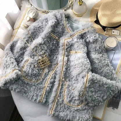 🍒Female lambs wool coat wear casual coats for women autumn winter clothing woollyJacket long sleeve It will be a SHEAR delight to wear this