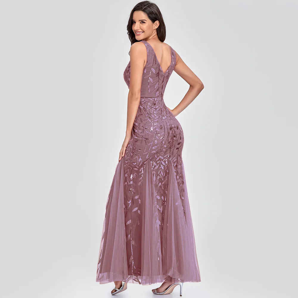 🍒Sequin maxi cocktail dress long bridesmaid prom outfit for special occasion party club bodycon vintage style clothing You'll Fish This Mermaid Out Time &Time