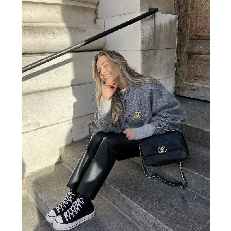 🍒Women's Jackets spring  autumn fleece vintage jacket oversized outerwear long sleeve  Bomber Jacket women