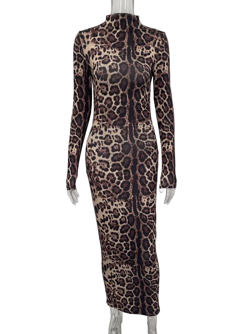 🍒Red striped long dress womens bodycon turtle neck zebra print mesh outfit clubwear party occasion wear clothing                       Catwalk Your Tiger