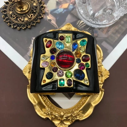 🍒Black enamel bracelet women ruby palace style luxury retro bangles gemstone Jewellery hyperbole fashion accessories for smart casual Put A Tick Buy This Cross