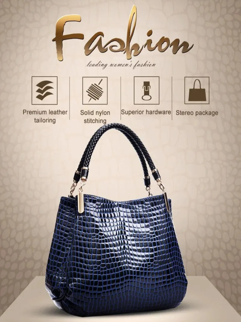 🍒Faux crocodile leather bag designer for women handbags womens summer bag top handle  bags ladies casual tote Dial Up On Croc