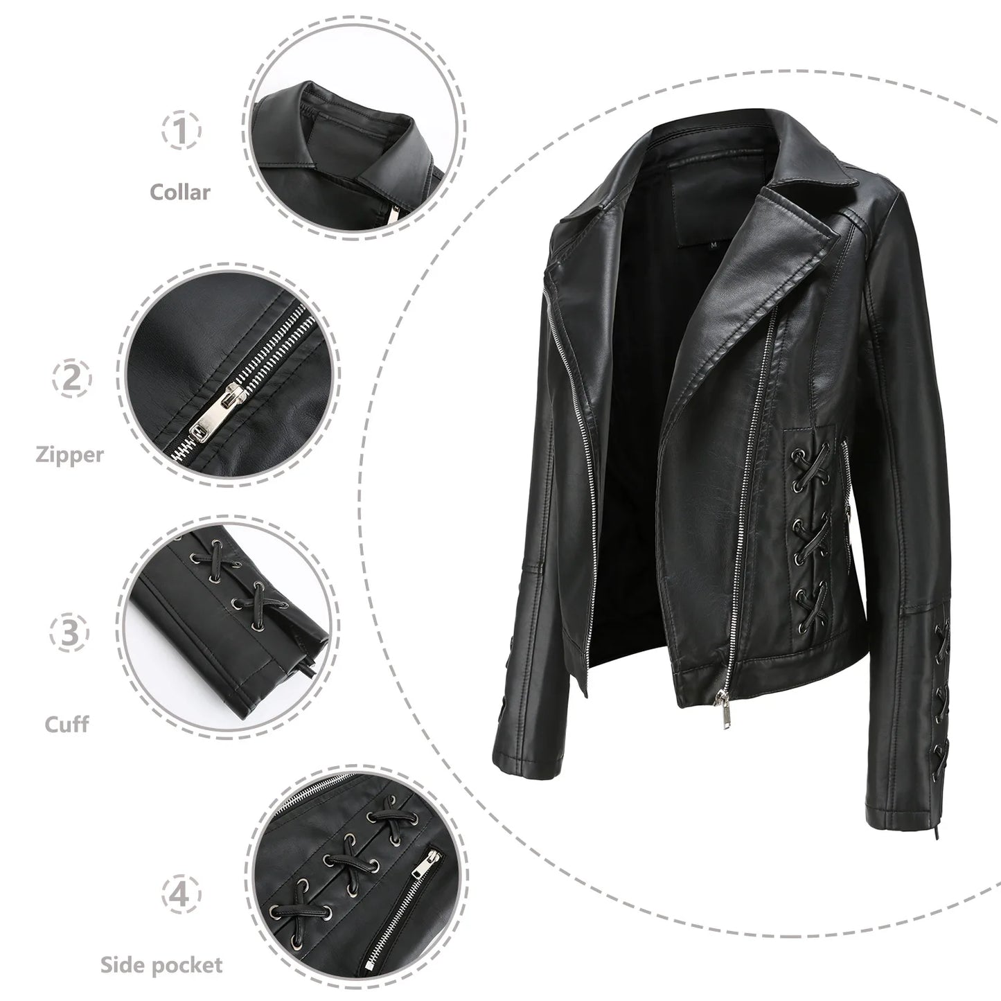 🍒Pu motorcycle jacket womens faux leather coat autumn and Winter fashion long sleeve crop outtrwear for women Get This Moto Speedy