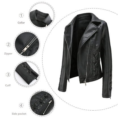 🍒Pu motorcycle jacket womens faux leather coat autumn and Winter fashion long sleeve crop outtrwear for women Get This Moto Speedy