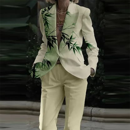 🍒Womens casual suits two piece loose pants set womens lapel long sleeve jacket and trouser set floral fashion pattern print outfit  Look Like Your On A Shoot In A Fruity Suit