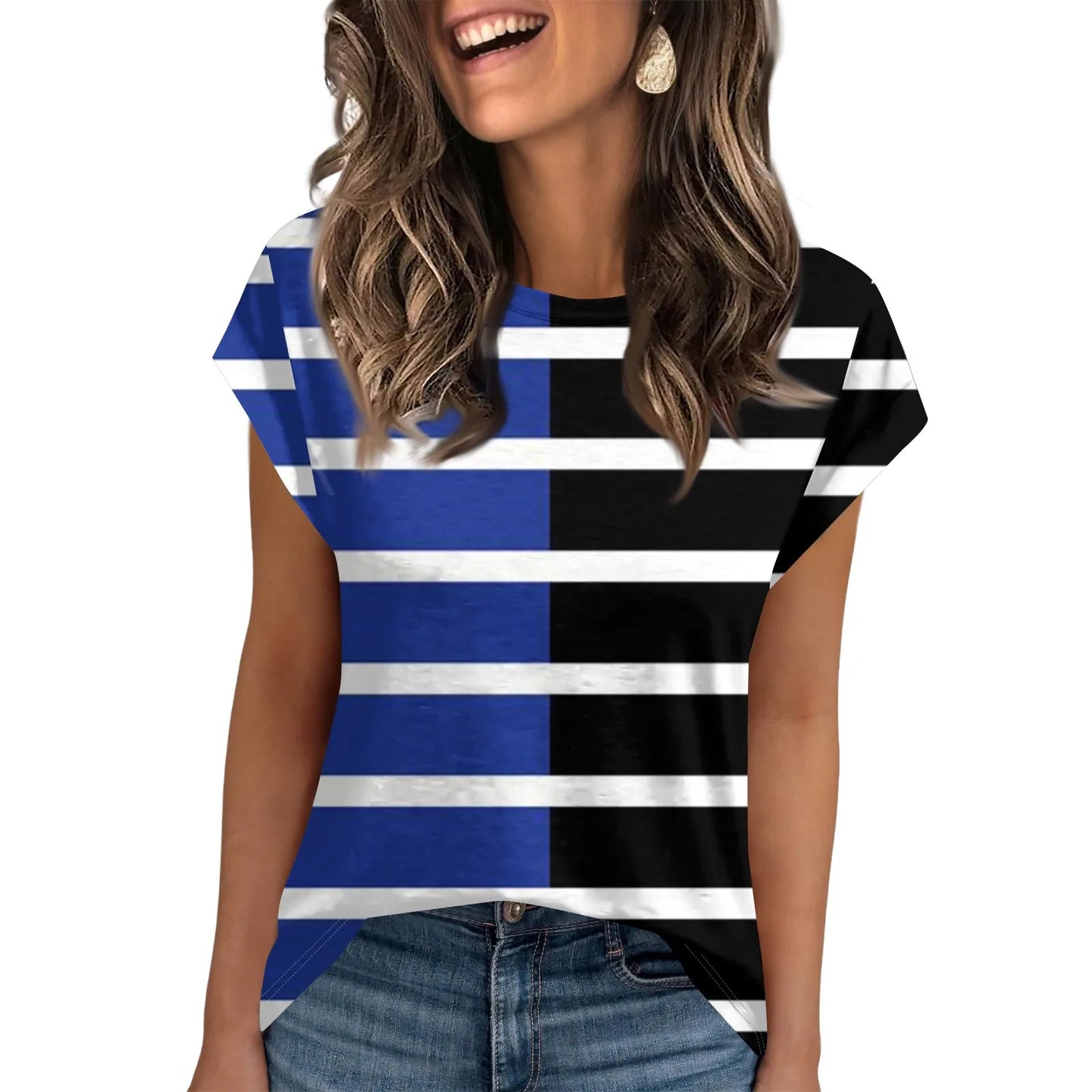 🍒Womens summer tops crop striped workout tee cap sleeve t-shirt to wear under jacket fashion trendy clothes