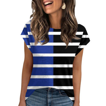 🍒Womens summer tops crop striped workout tee cap sleeve t-shirt to wear under jacket fashion trendy clothes