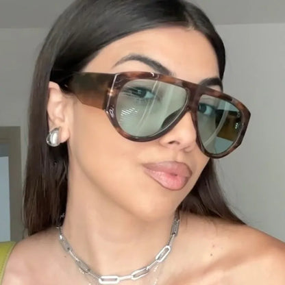 🍒Vintage oval gradient sun shades T sunglasses trendy designer sunnies unisex driving sun glasses women leopard shades uv400wide Eye This Tiger