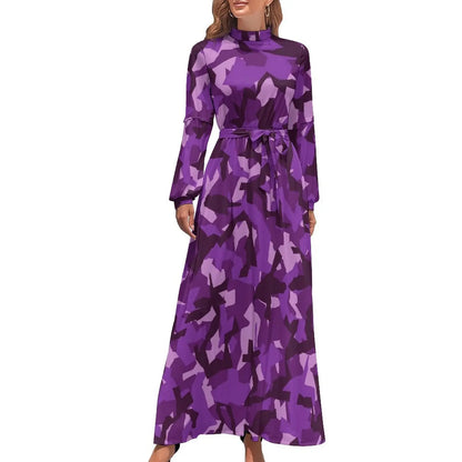 🍒Military camoflauge dress high waist outfit bohemian chic long-sleeve maxi stylish smart casual clothing women Camodel Camo