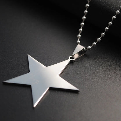 🍒Titanium stainless steel star pendant necklace creative star men/Women gift party Jewellery smart casual jewellery Slick Silver Star