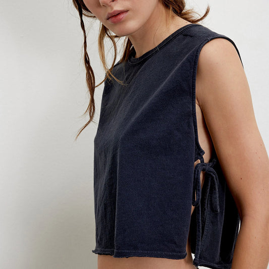 🍒Side opened crop top sleeveless tops woman summer black tops female casual wear loose breathable clothing holiday wear beachwear